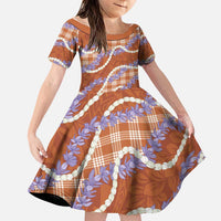 Orange Hawaii Palaka Honohono Pikake Family Matching Short Sleeve Bodycon Dress and Hawaiian Shirt Hawaiian Orchid Lei Polynesian Pattern LT14 Daughter's Dress Orange - Polynesian Pride