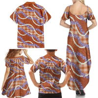 Orange Hawaii Palaka Honohono Pikake Family Matching Summer Maxi Dress and Hawaiian Shirt Hawaiian Orchid Lei Polynesian Pattern LT14 - Polynesian Pride