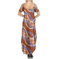 Orange Hawaii Palaka Honohono Pikake Family Matching Summer Maxi Dress and Hawaiian Shirt Hawaiian Orchid Lei Polynesian Pattern LT14 - Polynesian Pride