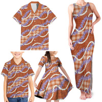 Orange Hawaii Palaka Honohono Pikake Family Matching Tank Maxi Dress and Hawaiian Shirt Hawaiian Orchid Lei Polynesian Pattern LT14 - Polynesian Pride