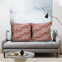 Orange Hawaii Palaka Honohono Pikake Pillow Cover Hawaiian Orchid Lei Polynesian Pattern - Polynesian Pride