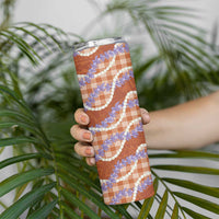 Orange Hawaii Palaka Honohono Pikake Skinny Tumbler Hawaiian Orchid Lei Polynesian Pattern LT14 - Polynesian Pride