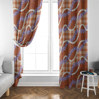 Orange Hawaii Palaka Honohono Pikake Window Curtain Hawaiian Orchid Lei Polynesian Pattern - Polynesian Pride