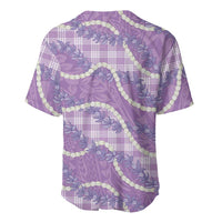 Purple Hawaii Palaka Honohono Pikake Baseball Jersey Hawaiian Orchid Lei Polynesian Pattern - Polynesian Pride