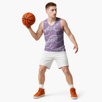 Purple Hawaii Palaka Honohono Pikake Basketball Jersey Hawaiian Orchid Lei Polynesian Pattern - Polynesian Pride