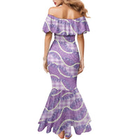 Purple Hawaii Palaka Honohono Pikake Family Matching Mermaid Dress and Hawaiian Shirt Hawaiian Orchid Lei Polynesian Pattern LT14 - Polynesian Pride
