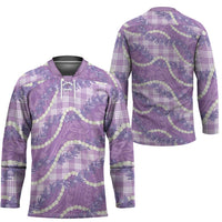 Purple Hawaii Palaka Honohono Pikake Hockey Jersey Hawaiian Orchid Lei Polynesian Pattern - Polynesian Pride