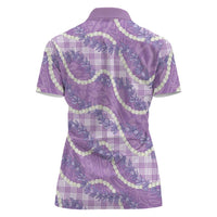 Purple Hawaii Palaka Honohono Pikake Women Polo Shirt Hawaiian Orchid Lei Polynesian Pattern - Polynesian Pride
