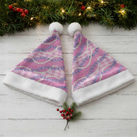 Pink Hawaii Palaka Honohono Pikake Christmas Santa Hat Hawaiian Orchid Lei Polynesian Pattern - Polynesian Pride