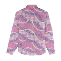 Pink Hawaii Palaka Honohono Pikake Women Casual Shirt Hawaiian Orchid Lei Polynesian Pattern - Polynesian Pride