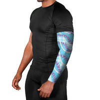Blue Hawaii Palaka Honohono Pikake Arm Sleeves Hawaiian Orchid Lei Polynesian Pattern - Polynesian Pride