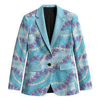 Blue Hawaii Palaka Honohono Pikake Blazer Hawaiian Orchid Lei Polynesian Pattern - Polynesian Pride