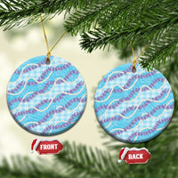 Blue Hawaii Palaka Honohono Pikake Ceramic Ornament Hawaiian Orchid Lei Polynesian Pattern - Polynesian Pride