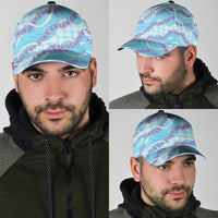 Blue Hawaii Palaka Honohono Pikake Classic Cap Hawaiian Orchid Lei Polynesian Pattern - Polynesian Pride