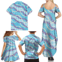 Blue Hawaii Palaka Honohono Pikake Family Matching Summer Maxi Dress and Hawaiian Shirt Hawaiian Orchid Lei Polynesian Pattern LT14 - Polynesian Pride