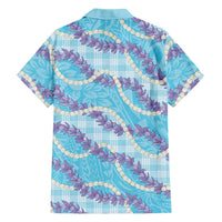 Blue Hawaii Palaka Honohono Pikake Hawaiian Shirt Hawaiian Orchid Lei Polynesian Pattern - Polynesian Pride