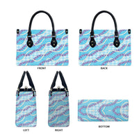 Blue Hawaii Palaka Honohono Pikake Leather Bag Hawaiian Orchid Lei Polynesian Pattern LT14 - Polynesian Pride