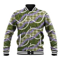 Green Hawaii Palaka Honohono Pikake Baseball Jacket Hawaiian Orchid Lei Polynesian Pattern LT14 Unisex Green - Polynesian Pride