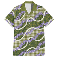 Green Hawaii Palaka Honohono Pikake Family Matching Off Shoulder Maxi Dress and Hawaiian Shirt Hawaiian Orchid Lei Polynesian Pattern LT14 Dad's Shirt - Short Sleeve Green - Polynesian Pride