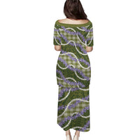 Green Hawaii Palaka Honohono Pikake Family Matching Puletasi and Hawaiian Shirt Hawaiian Orchid Lei Polynesian Pattern LT14 - Polynesian Pride