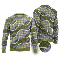 Green Hawaii Palaka Honohono Pikake Ugly Christmas Sweater Hawaiian Orchid Lei Polynesian Pattern - Polynesian Pride