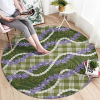 Green Hawaii Palaka Honohono Pikake Round Carpet Hawaiian Orchid Lei Polynesian Pattern LT14 - Polynesian Pride