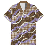 Brown Hawaii Palaka Honohono Pikake Family Matching Off Shoulder Maxi Dress and Hawaiian Shirt Hawaiian Orchid Lei Polynesian Pattern LT14 Dad's Shirt - Short Sleeve Brown - Polynesian Pride