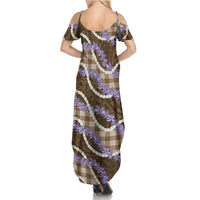 Brown Hawaii Palaka Honohono Pikake Family Matching Summer Maxi Dress and Hawaiian Shirt Hawaiian Orchid Lei Polynesian Pattern LT14 - Polynesian Pride
