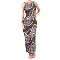 Brown Hawaii Palaka Honohono Pikake Family Matching Tank Maxi Dress and Hawaiian Shirt Hawaiian Orchid Lei Polynesian Pattern LT14 Brown - Polynesian Pride