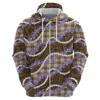 Brown Hawaii Palaka Honohono Pikake Hoodie Hawaiian Orchid Lei Polynesian Pattern - Polynesian Pride