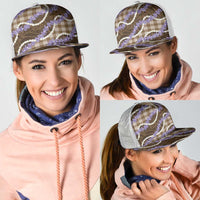 Brown Hawaii Palaka Honohono Pikake Mesh Trucker Cap Hawaiian Orchid Lei Polynesian Pattern - Polynesian Pride