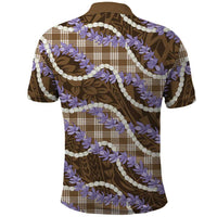 Brown Hawaii Palaka Honohono Pikake Polo Shirt Hawaiian Orchid Lei Polynesian Pattern - Polynesian Pride