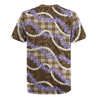 Brown Hawaii Palaka Honohono Pikake Rugby Jersey Hawaiian Orchid Lei Polynesian Pattern - Polynesian Pride