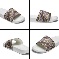 Brown Hawaii Palaka Honohono Pikake Slide Sandals Hawaiian Orchid Lei Polynesian Pattern LT14 - Polynesian Pride