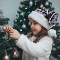 Black Hawaii Palaka Honohono Pikake Christmas Santa Hat Hawaiian Orchid Lei Polynesian Pattern - Polynesian Pride