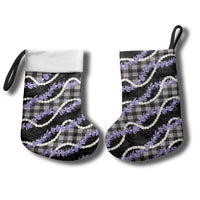 Black Hawaii Palaka Honohono Pikake Christmas Stocking Hawaiian Orchid Lei Polynesian Pattern - Polynesian Pride