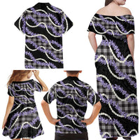 Black Hawaii Palaka Honohono Pikake Family Matching Off Shoulder Maxi Dress and Hawaiian Shirt Hawaiian Orchid Lei Polynesian Pattern LT14 - Polynesian Pride