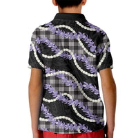Black Hawaii Palaka Honohono Pikake Kid Polo Shirt Hawaiian Orchid Lei Polynesian Pattern - Polynesian Pride