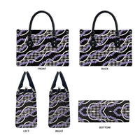 Black Hawaii Palaka Honohono Pikake Leather Bag Hawaiian Orchid Lei Polynesian Pattern - Polynesian Pride