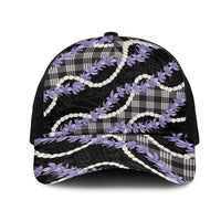 Black Hawaii Palaka Honohono Pikake Mesh Trucker Cap Hawaiian Orchid Lei Polynesian Pattern - Polynesian Pride