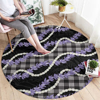 Black Hawaii Palaka Honohono Pikake Round Carpet Hawaiian Orchid Lei Polynesian Pattern LT14 - Polynesian Pride