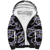Black Hawaii Palaka Honohono Pikake Sherpa Hoodie Hawaiian Orchid Lei Polynesian Pattern LT14 Unisex Black - Polynesian Pride
