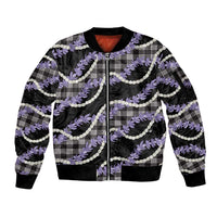Black Hawaii Palaka Honohono Pikake Sleeve Zip Bomber Jacket Hawaiian Orchid Lei Polynesian Pattern LT14 Unisex Black - Polynesian Pride