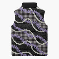 Black Hawaii Palaka Honohono Pikake Sleeveless Puffer Jacket Hawaiian Orchid Lei Polynesian Pattern LT14 - Polynesian Pride
