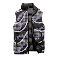Black Hawaii Palaka Honohono Pikake Sleeveless Puffer Jacket Hawaiian Orchid Lei Polynesian Pattern LT14 - Polynesian Pride