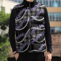 Black Hawaii Palaka Honohono Pikake Sleeveless Puffer Jacket Hawaiian Orchid Lei Polynesian Pattern LT14 - Polynesian Pride