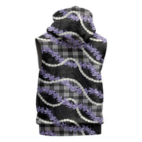 Black Hawaii Palaka Honohono Pikake Sleeveless Zip Hoodie Hawaiian Orchid Lei Polynesian Pattern - Polynesian Pride