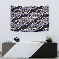 Black Hawaii Palaka Honohono Pikake Tapestry Hawaiian Orchid Lei Polynesian Pattern - Polynesian Pride