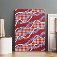 Red Hawaii Palaka Honohono Pikake Canvas Wall Art Hawaiian Orchid Lei Polynesian Pattern LT14 - Polynesian Pride