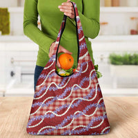 Red Hawaii Palaka Honohono Pikake Grocery Bag Hawaiian Orchid Lei Polynesian Pattern LT14 - Polynesian Pride